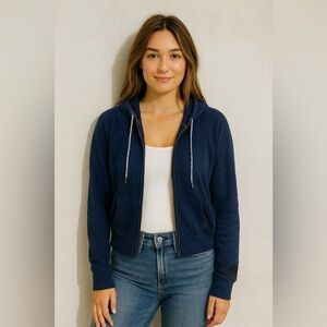 Aerie Navy Blue Cropped Hoodie M
